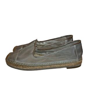 BCBGeneration Metallic Gray Espadrilles Loafers size 7.5 Mesh Slip On Shoes
